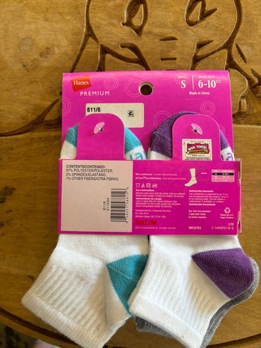6 Pair Girls Ez Sort Size Small Ankle Socks - Picture 3 of 3