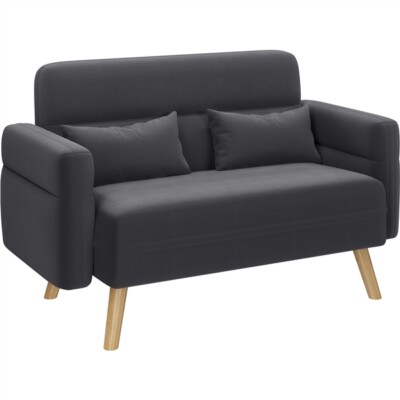 46'' Modern Small Fabric Loveseat Mid Century Pet Sofa Couch with Solid Wood Legs