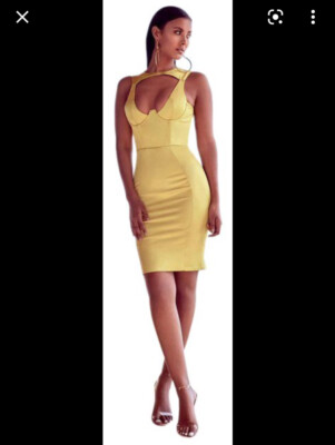 sachin and babi light blue dress New House Of CB “Katya” Chartreuse Bustier Satin Dress - Size L 12-14 Rrp  $261