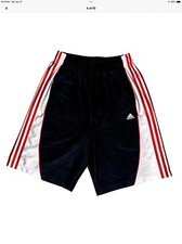 Super Rare Adidas Basic 3 Stripe Basketball Shorts Dazzle Black White Red 2XL