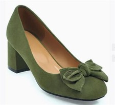Womens Sweet Bowknot Round Toe Mid Chunky Heel Dress Slip On Casual Pumps Shoes