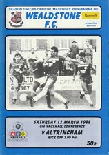 Wealdstone v Altrincham 12 March 1988 GM Vauxhall League Programme 