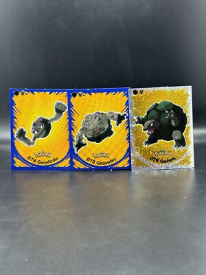 Geodude Graveler Golem Evolutions Metal Prisma Foil Sticker Pokemon Set Of 3
