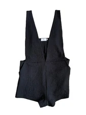 Onia Womens Crinkle Gauze Romper Swim Cover Up Size L Black Overalls Minimalist