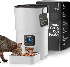 Smart Automatic Cat Feeder - 6-L Capacity - LCD Screen - Portion Control - White