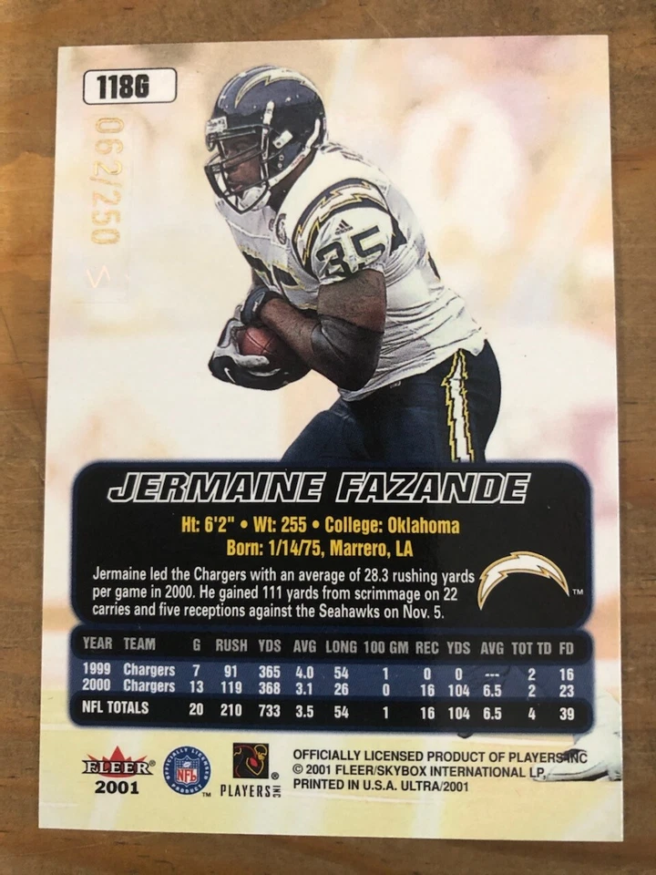 Jermaine Fazande GOLD MEDALLION 062/250 - 01 Fleer Ultra #118G - Image 2 of 2