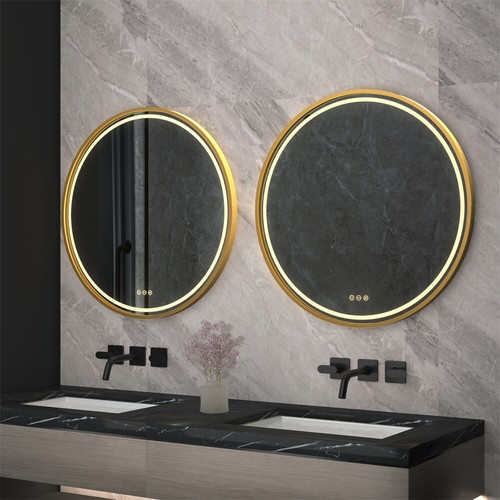 XL Gold/Balck Framed Led Mirror Wall Mounted Bathroom Vanity Makeup Mirror Strap - Bild 5 von 15
