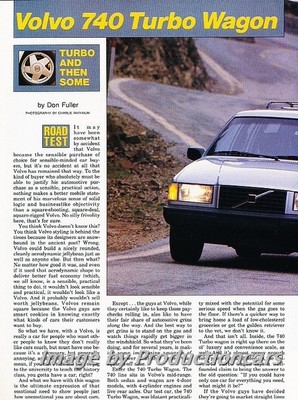 1990 Volvo 740 Turbo Wagon Original Car Review Report Print Article J783