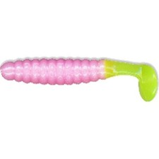 Charlie Brewer's 1.5" Crappie Slider CSGF335  Bubble Gum Chartreuse Tail, 45ct