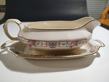 Vintage Gravy Boat & Saucer Edwin M Knowles China Co. Nice Condition