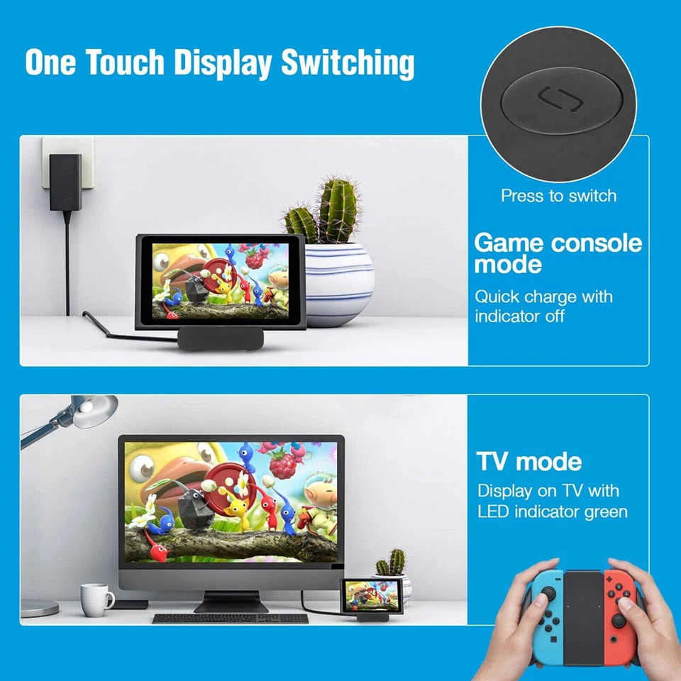 Docking Station Stand Charging Dock 4K TV HDMI Adapter For Nintendo Switch US - Image 4 of 4