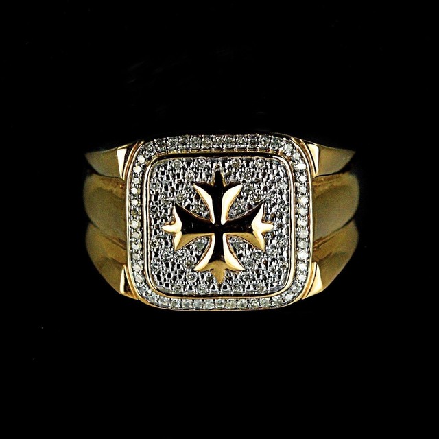 Men's 1.5 Ct Diamond Jesus Cross Engagement Pinky Ring Band 14K Yellow Gold Over eBay