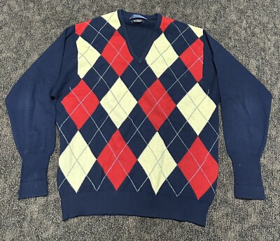 Men's Vintage 80s James Pringle Cashmere Blue Plaid V-Neck