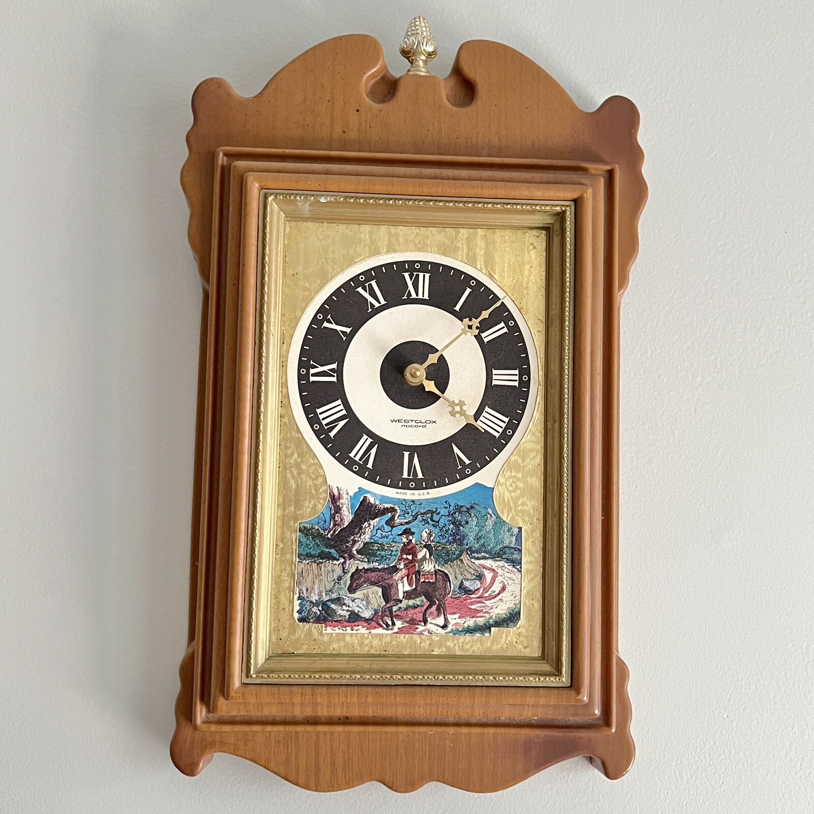 VTG Westclox Wall Clock Horse Western Nocord Plastic Mold TR-3 USA READ! SLOW