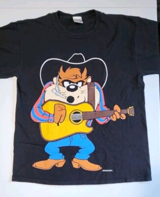 T-Shirt VTG 90s Tasmanian Devil Front Back Garth Brooks Taz Shirt