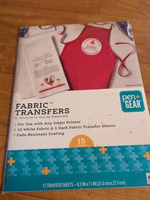 Pen + Gear White &amp; Dark Fabric Transfers, 8.5 x 11in, (15 sheets) plus ...