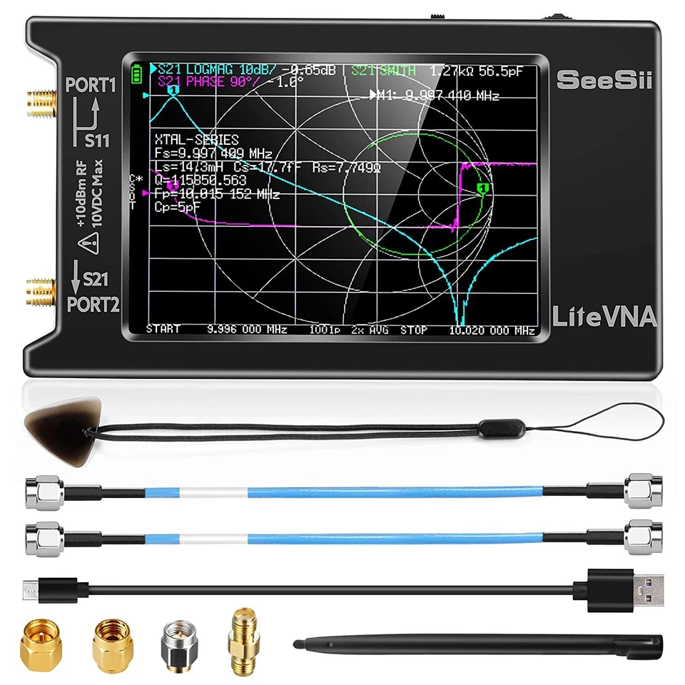 SEESII 4in NanoVNA LiteVNA 50kHz-6.3GHz HF Vector Network Parameters Frequency Analyzer