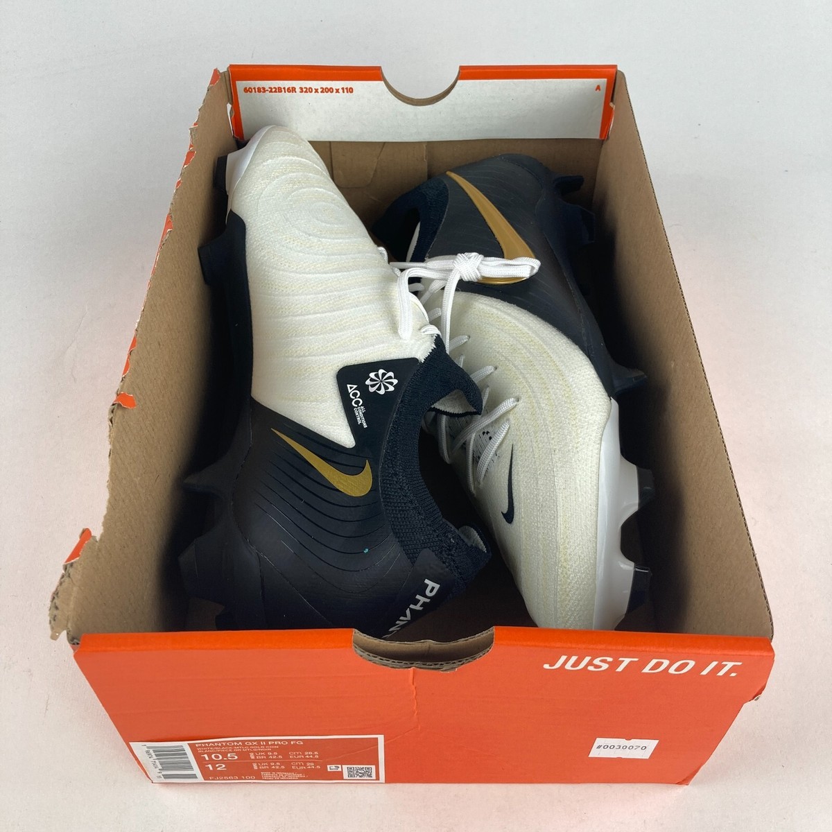 Nike Phantom GX II Pro FG Black Gold FJ2563-100 Men's Size 10.5