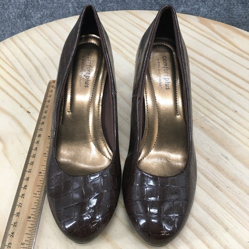 Comfort Plus by Predictions Shoes Womens 7 Pump Brown Faux Leather Casual 134563 - Picture 8 of 16
