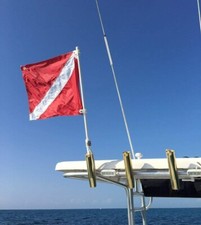 Hookah Scuba Dive Flag w/ Pole Mount Rod Hold...