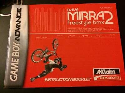 Dave Mirra 2 Freestyle BMX Manual Nintendo Gameboy Advance GBA Game Boy