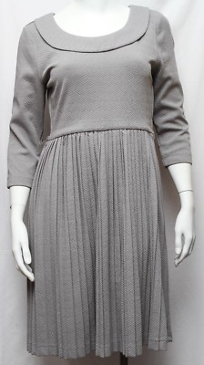 ModCloth Pleated Retro 3/4 Sleeve Gray Dress w/ Collar Sz M | eBay