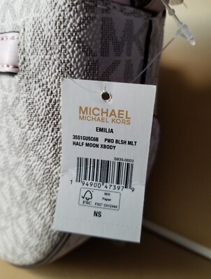 Michael Kors Emilia Medium Logo Shoulder Bag Satchel POWDER