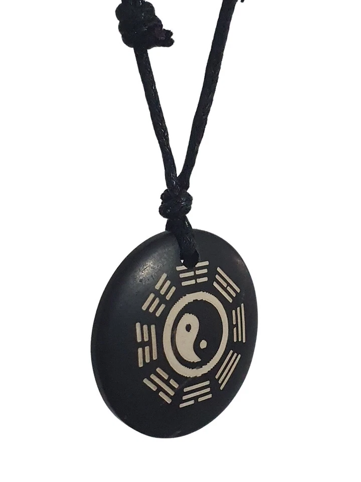 Yin Yang Pendant Agate Necklace Bagua Spiritual Gemstone Feng Shui Jewellery - Image 3 of 4