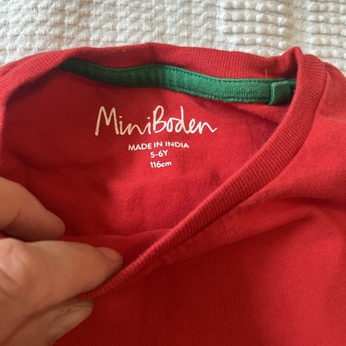 Mini Boden Appliqué Christmas Shirt Size 5-6 Years - Picture 3 of 5