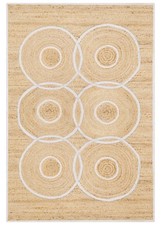 Tapis Circular En Jute Naturel Fait Main Pour Salon Blanc Motif Extérieur