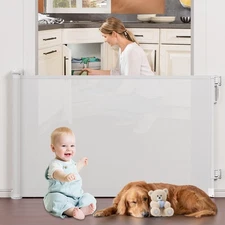 PRObebi Retractable Baby  Dog Gate - Extra Wide 72 W x 34 H, Ideal for