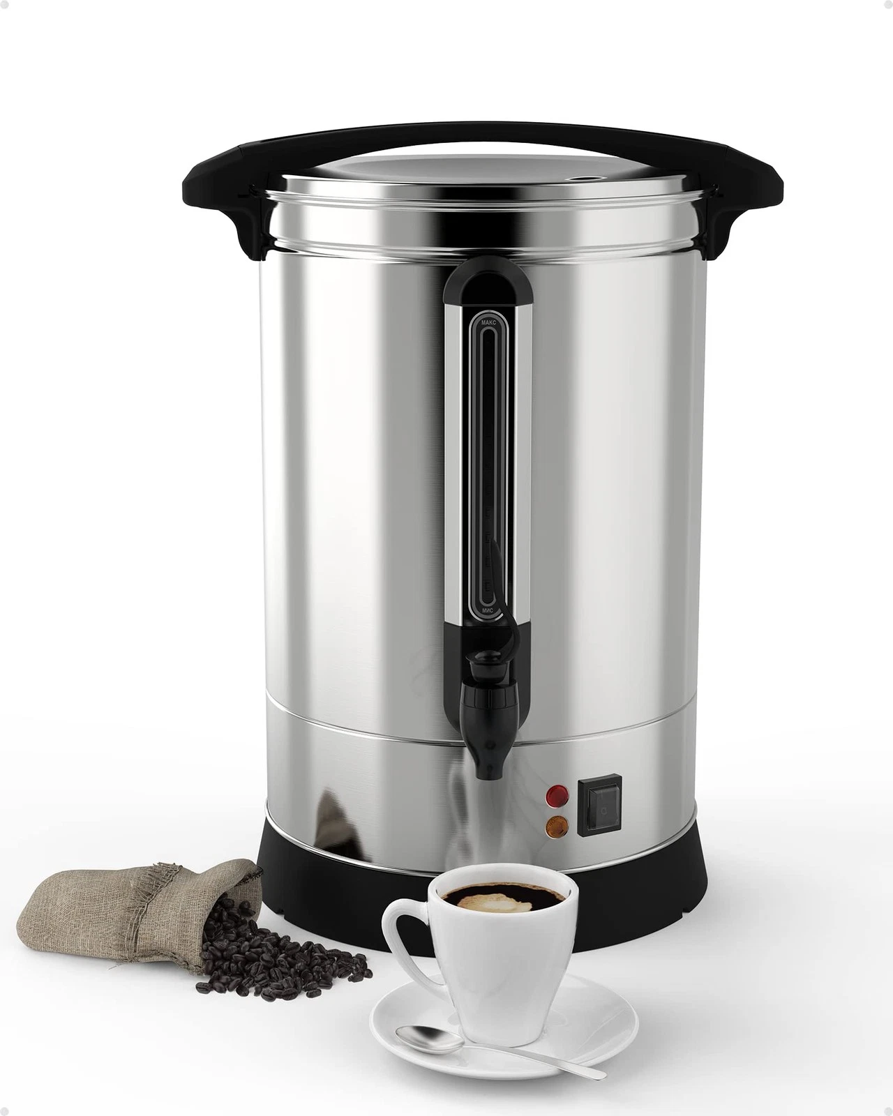 100 Cup Commercial Coffee Urn-14l Large Capacity 14L/100 Cups, Silver