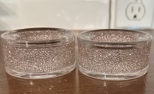 Swarovski Pink Crystal Shimmer Tea Light Candle Holder, Aurora Borealis AB Set 2 - Picture 6 of 17