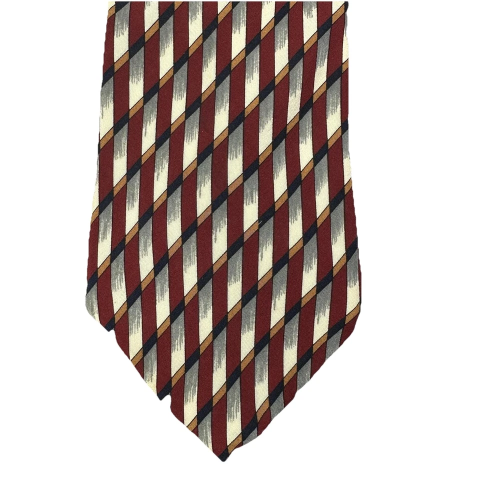 Corbata vintage Courchevel by Damon para hombre seda borgoña rayas diagonales hecha en EE. UU. AÑOS 90 Foto 2 de 4