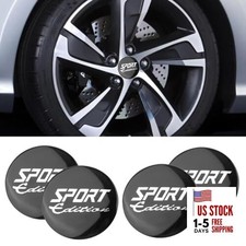 4PCS American Flag Wheel Hub Center Caps Stickers, 56mm 2.23in SPORT Black