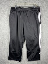 Vintage Adidas Mens L Track Pants Baggy Wide Leg Y2K 3 Stripes Grunge