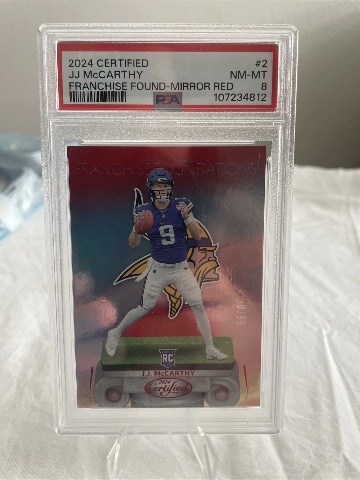 JJ McCarthy Panini Certified Franchise Foundations #2 Mirror Red