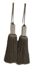 Silver/Grey Clear Rhinestone Jeweled  Tassel Christmas Ornaments 2 11"