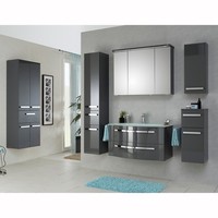BadmöBelset Waschtisch HäNgeschrank Bad Hochschrank WäSchesammler Spiegelschrank
