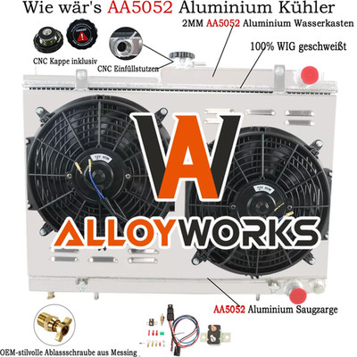 Für 94-97 Skyline R34 R33  GTR GTST RB25DET MT 3 Reihig Kühler Shroud Fan Relay