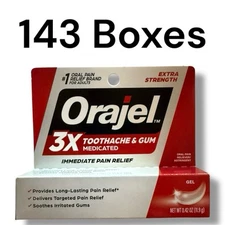 143 Orajel 3X Toothache & Gum Pain Medicated Extra Gel Tube 0.42 oz Lot EXP 2027