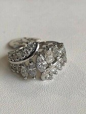 2.00 CT Marquise Lab created Diamond Engagement Ladies 14k White Gold Over Ring
