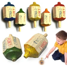 4pk Toma Todo Mexican Game 3in Pirinola Spinning Top Toy Wood Premium Artesania