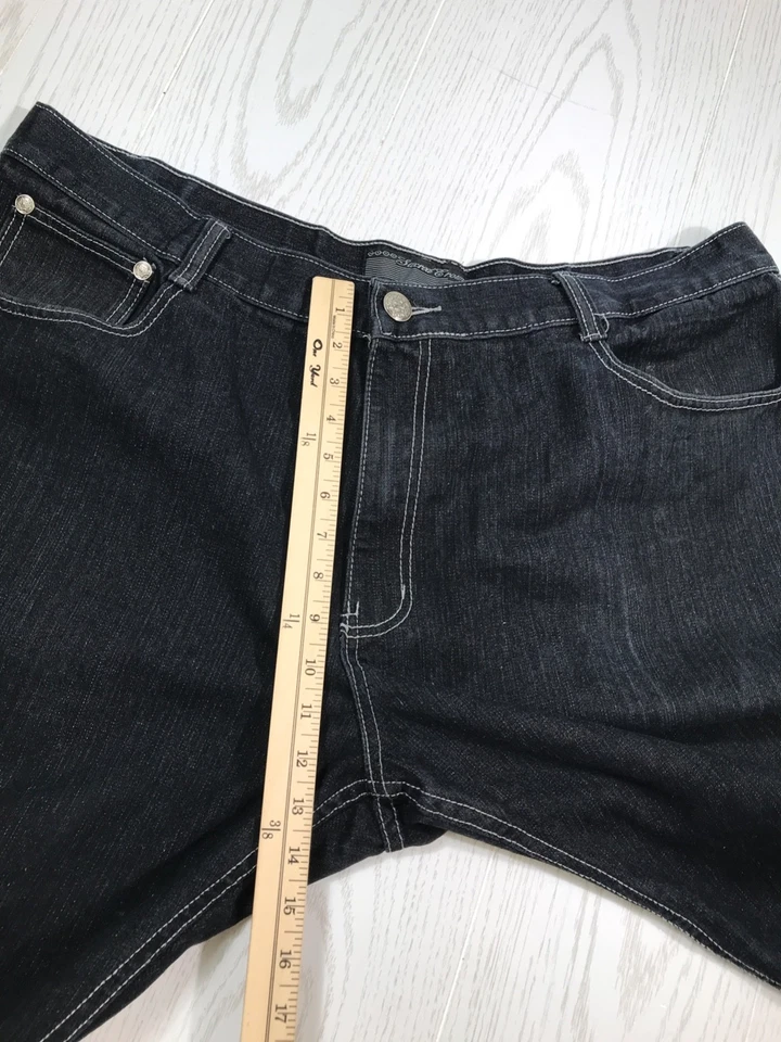 Jeans Y2K Corona Sagrada 44x32 Etiqueta 46 Negro Suelto Hip Hop Botón Solapa Bordada Foto 4 de 4