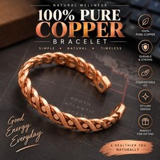 Pure Copper Magnetic Heavy Bracelet Arthritis Pain Therapy Adjustable Twist Cuff