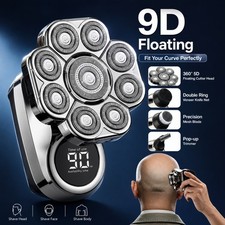 9D 5in1 Rotary Electric Shaver Hair Trimmer Bald Head Razor Men Wet Dry Cordless