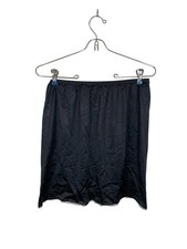 Vassarette Black Slip Skirt Lace Detail Vintage Size Large Silky