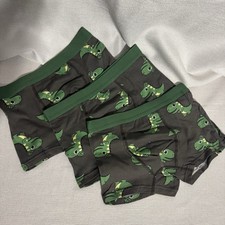 New Boys Sz 3-4 TRex Dinosaur Gray Brief Underwear Cotton Spandex Blend 3pack