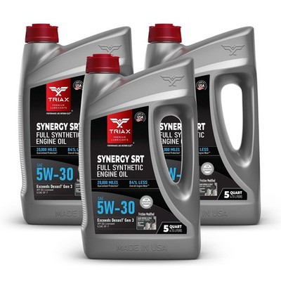 TRIAX Synergy SRT 5W-30 Full Synthetic PAO and Ester Engine Oil (5 Qt - 3 Pack)