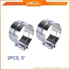 2pcs 5 Inch T304 Stainless Steel Lap Joint Muffler Exhaust Pipe Band Clamp 2pcs 5 Inch T304 Stainless Steel Lap Joint Muffler Exhaust Pipe Band Clamp